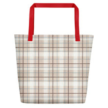 Load image into Gallery viewer, Beach Bag O'Lo Plaid Beige