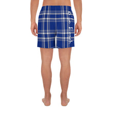 Load image into Gallery viewer, Men's Athletic Long Shorts Blue Plaid