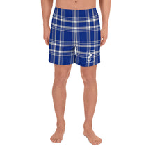Load image into Gallery viewer, Men's Athletic Long Shorts Blue Plaid