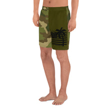 Load image into Gallery viewer, Men's Athletic Long Shorts Camo American Palm (Green)
