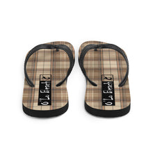 Load image into Gallery viewer, O'Lo Brown Plaid Flip-Flops