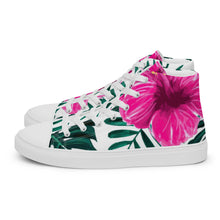 Load image into Gallery viewer, Women’s high top Hibiscus canvas shoes