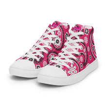Load image into Gallery viewer, Women’s high top Pink Paisley canvas shoes