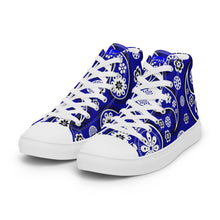 Load image into Gallery viewer, Women’s high top Blue Paisley canvas shoes