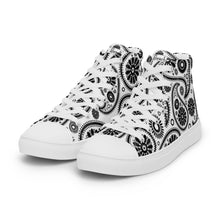 Load image into Gallery viewer, Women’s high top White Paisley canvas shoes