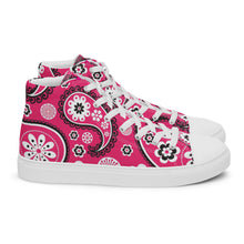 Load image into Gallery viewer, Women’s high top Pink Paisley canvas shoes