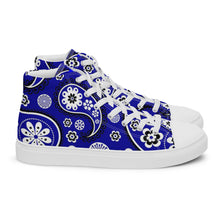 Load image into Gallery viewer, Women’s high top Blue Paisley canvas shoes