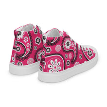 Load image into Gallery viewer, Women’s high top Pink Paisley canvas shoes