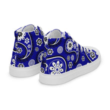 Load image into Gallery viewer, Women’s high top Blue Paisley canvas shoes