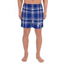 Load image into Gallery viewer, Men&#39;s Athletic Long Shorts Blue Plaid
