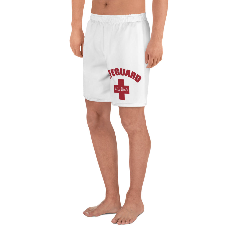 Men's Athletic Long Shorts Lifeguard (White)