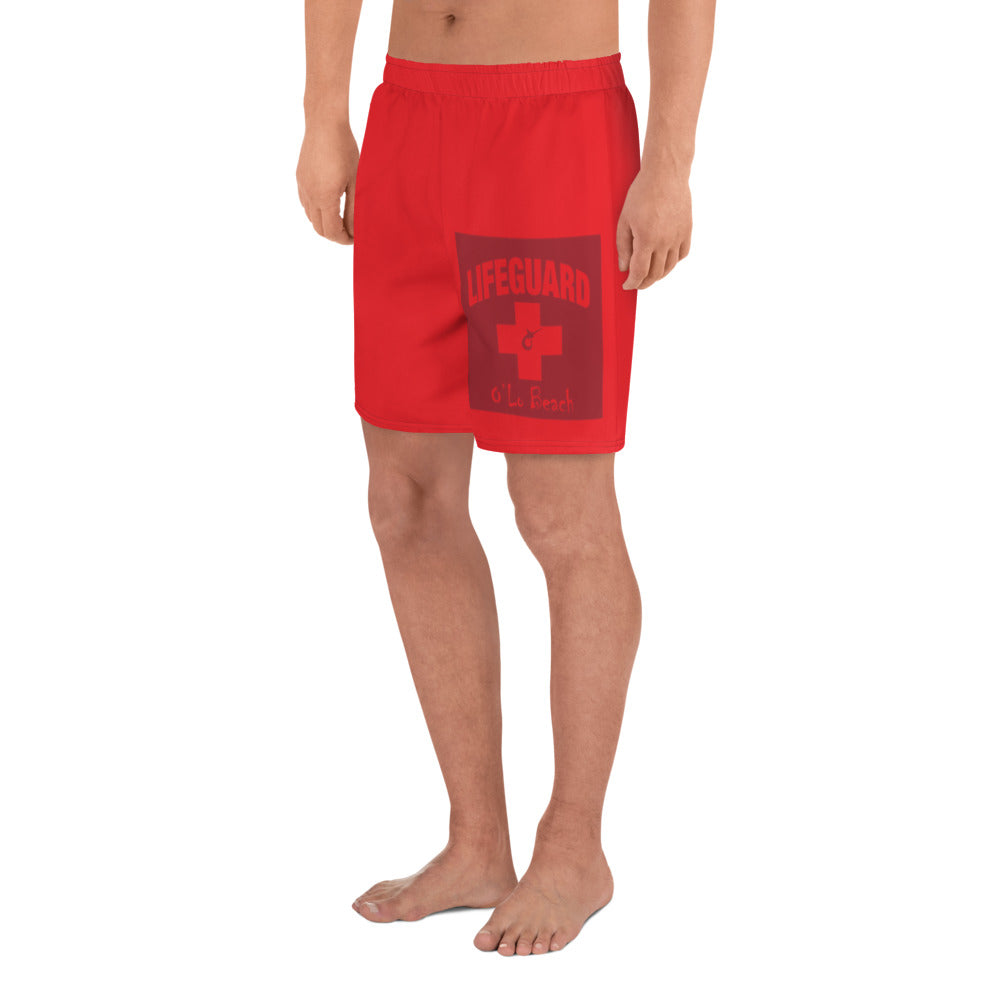 Men's Athletic Long Shorts Lifeguard (Red)