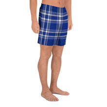 Load image into Gallery viewer, Men&#39;s Athletic Long Shorts Blue Plaid
