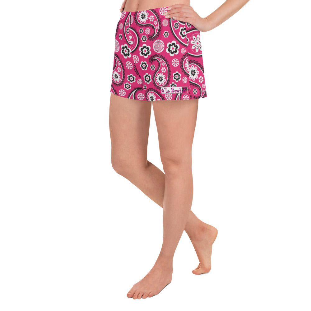 Women's Athletic Short Pink Paisley Shorts