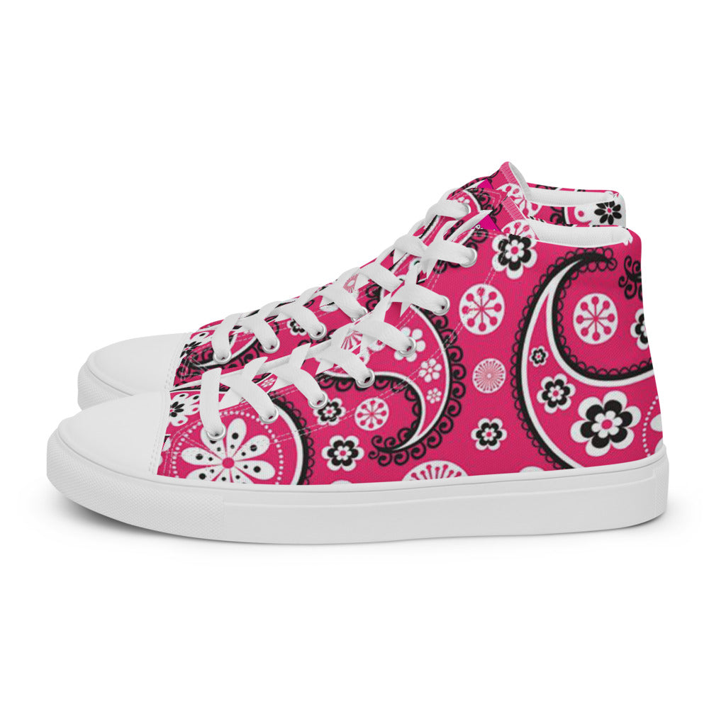Women’s high top  Pink Paisley canvas shoes