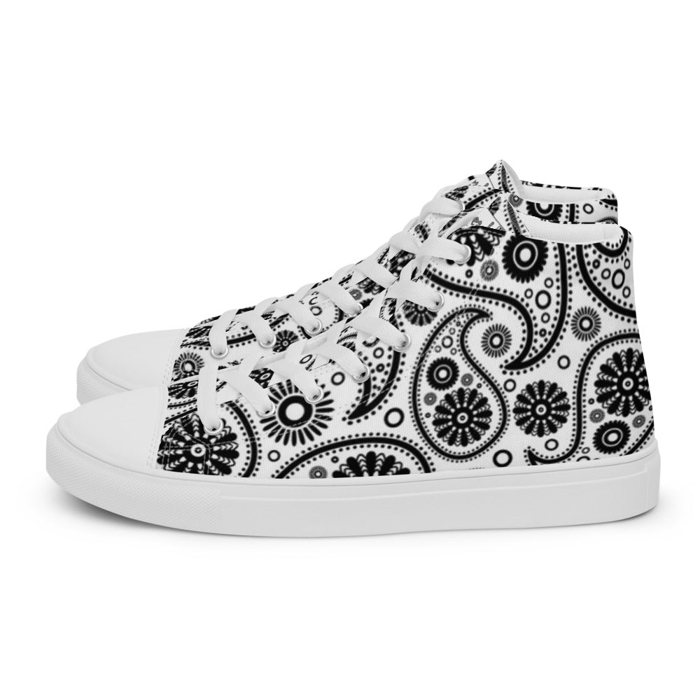 Women’s high top White Paisley canvas shoes